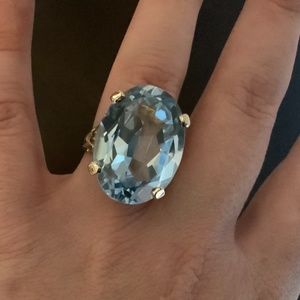 Vintage 10k Extra Large Blue Topaz Ring